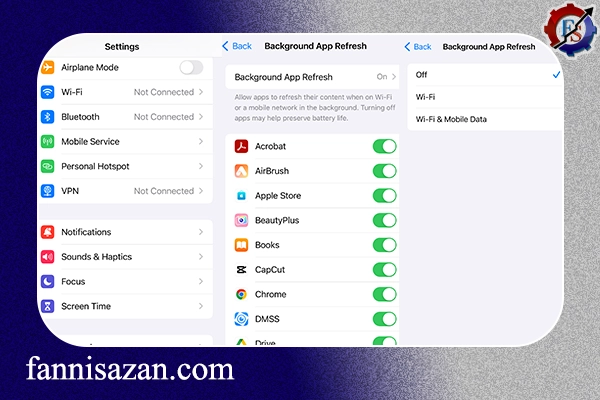 چند ترفند برای افزایش سرعت اینترنت گوشی 6 خاموش کردن قابلیت Background App Refresh